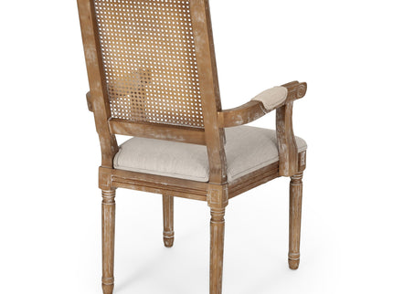 Upholstered Dining Chair With Cane Backrest