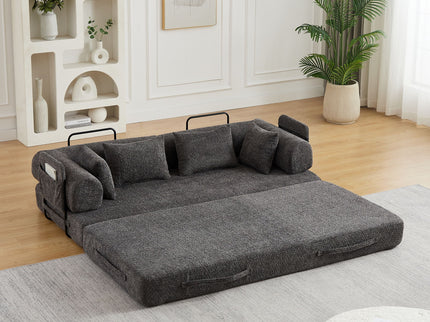 Convertible Sleeper Sofa Bed With Cylindrical Pillow