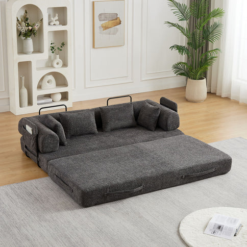 Convertible Sleeper Sofa Bed With Cylindrical Pillow