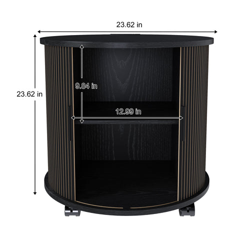 Cylinder Nightstand With Charging Station & Sliding Door