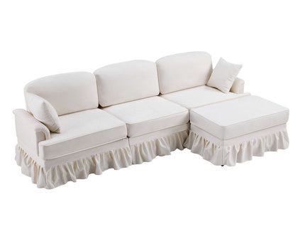 Cloud Sofa With Removable Ruffled Skirt With Ottoman And Flared Arms