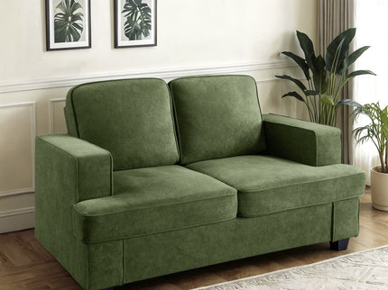 Modern Loveseat, Comfortable 2 Seater Couch With Deep Seating, Loose Back Cushions, Wide Arms