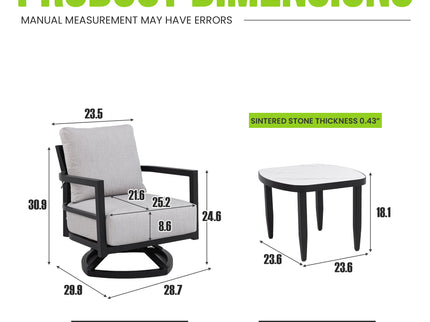 Outdoor Patio Furniture, Chat Set, Sunbrella Cushions And Side Table
