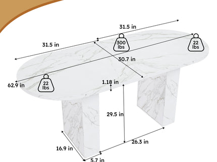 Oval Dining Table With Wood Strip Base