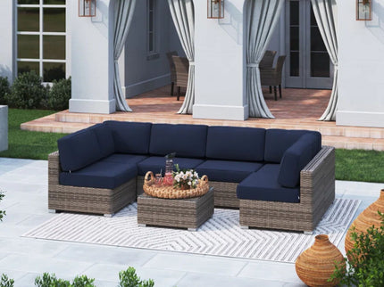 Seating Set With Cushions Handcrafted Wicker Design
