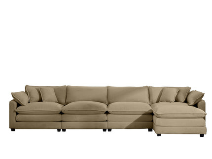 Oversized Modular Cushion Sofa With Ottoman, Low Back, Deep Seating Sofa Set