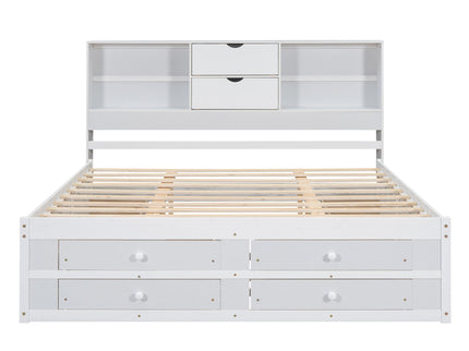 Platform Bed With Storage Headboard And 8 Drawers