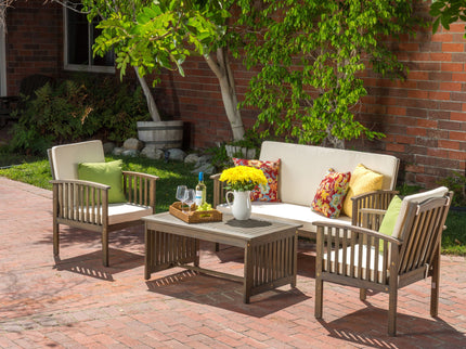 4 Piece Set Outdoor Chat Set With Water Resistant Cushions