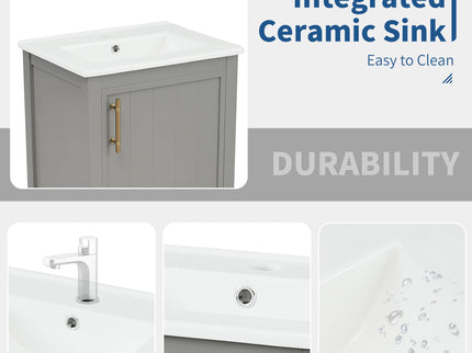 Modern Bathroom Vanity With Sink, Soft-Closing Door And Open Shelf