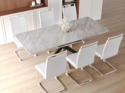 Modern Extendable Dining Table Set With Soft Padded Armless Chairs