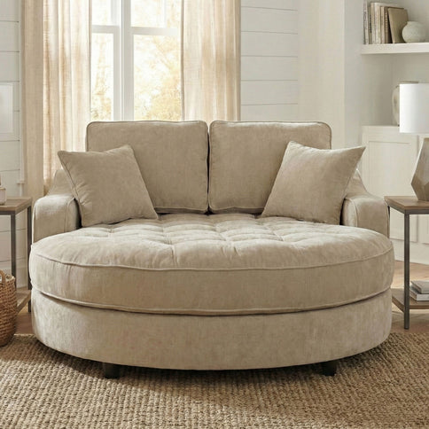 Modern Chaise Lounge Upholstered Sofa Couch With Tufted Seat And Detachable Pillows For Living Room