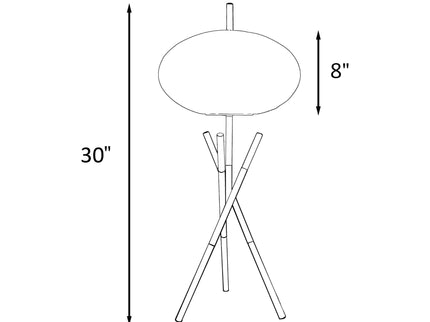 Clarendon - Orb Shade Tripod Table Lamp Desk & Bedside Lamp - Black