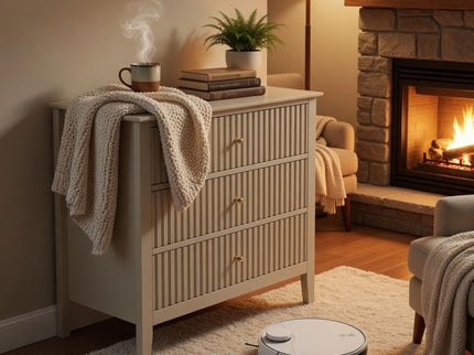 Fluted 3 Drawer Nightstand With Soft Close Slides
