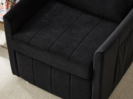 Upholstered Convertible Sleeper Sofa With 5 Position Backrest, Side Pockets, Storage