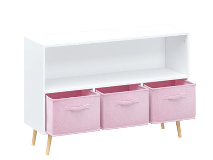 Bookcase With Collapsible Drawers, Book Display Organizer