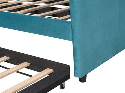 Upholstered Daybed Sofa Bed With Trundle Bed And Wood Slat