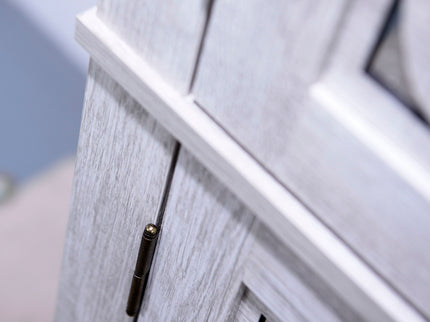 Modern Sideboard Buffet With 4 Mirrored Doors, Adjustable Shelves