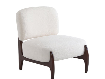 Modern Boucle Lounge Chair With Solid Wood Fram