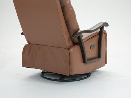 Swivel Rocker Recliner Power Glider Chair With Solid Wood Armrests, Extra Wide Reclining Sofa Chair Upholstered Living Room Single Sofa