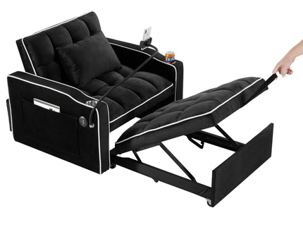 Convertible Sleeper Chair Sofa Bed Adjustable Pull Out Sleeper Chair Bed Multi-Pockets Folding Sofa Bed For Living Room Bedroom Small Space, 3 In 1 Sofa Bed