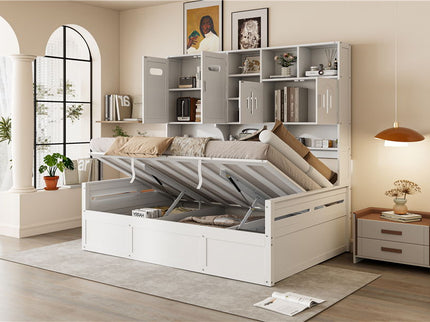 Daybed With All-In-One Cabinet And Shelf