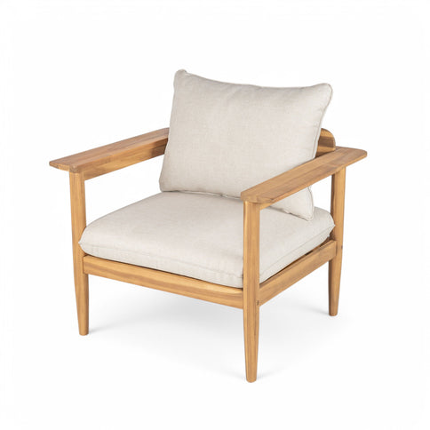 Terassi - Outdoor Lounge Chair (Set of 2) With Cushions - Beige / Light Teak