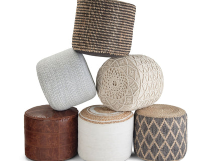 Serena - Handcrafted Round Braided Pouf