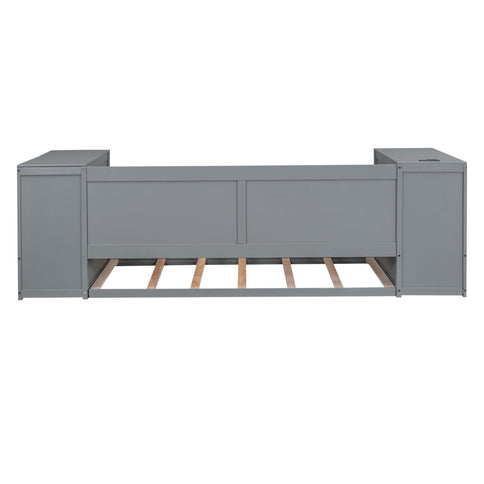 Daybed With Storage Arms, Trundle And Charging Station