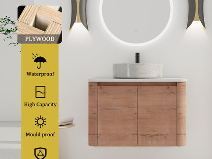 Wall Mounted Bathroom Vanity With Art Sink, 1 Soft Close Door