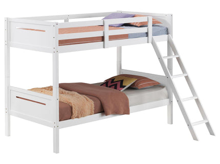 Bunk Bed With Built In Ladder, Safety Guardrails And Angled Access Step