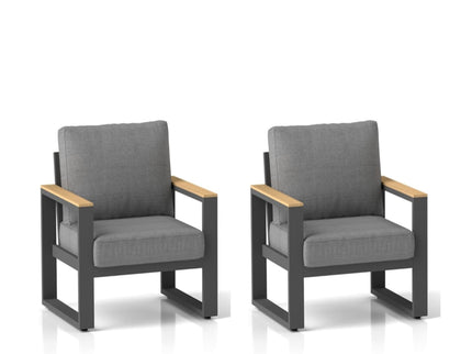 All-Weather Patio Armchairs With Thick Cushions (Set of 2)