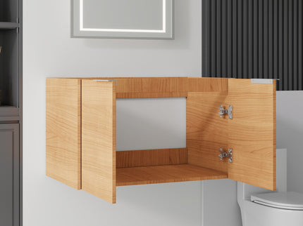 Floating Bathroom Vanity Cabinet & Soft Close Double Doors, Spacious Interior Storage, Wall Mounted, Cabinet Only