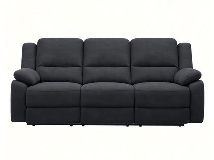3 Seat Manual Reclining Sofa With Deep Recline - Black