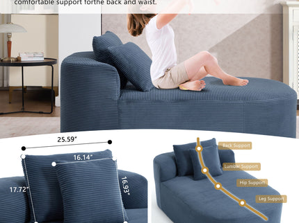 Oversized Chaise Lounge Sofa Bed With Deep Seat And Soft Pillows