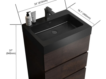 Alice - Bathroom Vanity With Large Storage Freestanding Bathroom Vanity, Sink For Modern Bathroom, One-Piece Sink Basin Without Drain And Faucet