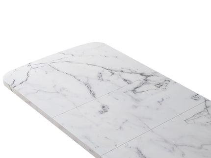 Rectangle Dining Table With Stretchable Top, X Shape Mdf Legs With Steel Base - White / Black