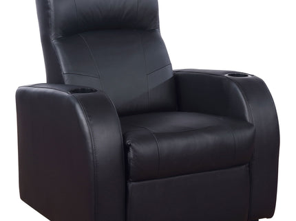 Upholstered Recliner With Cup Holder Comfort Lounge Chair - Black