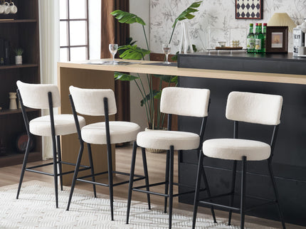 Modern Teddy Fabric Upholstered Bar Stools - Legs