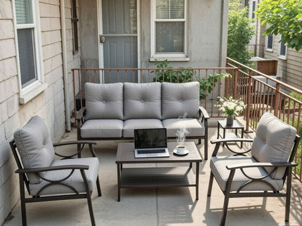 Patio Furniture Set With Coffee Table And Cushions For Backyard
