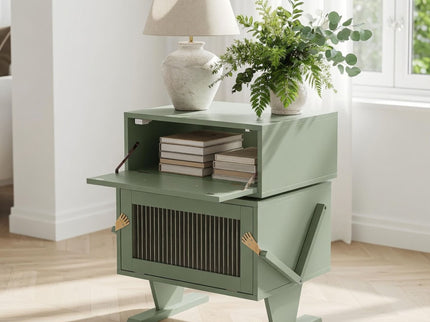 Robot LED Nightstand With 360° Rotating Drawer