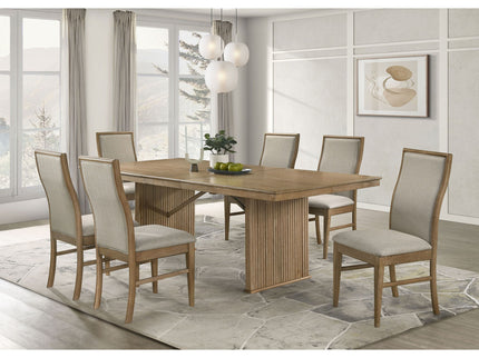 Dreydon - 7 Piece Dining Set With Upholstered Chairs - Light Brown