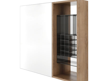 Wall Mounted Bathroom Mirror Cabinet With Adjustable Shelves - Imitative Oak