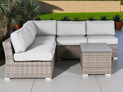 Wicker Sectional Sofa With Cushions And Table