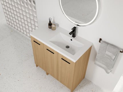 Wall Mounted Floating Bathroom Vanity With Sink, 3 Door Modular Cabinet