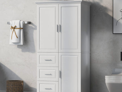 Tall And Wide Storage Cabinet With Doors, 3 Drawers