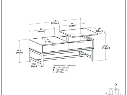 Banting - Lift Top Coffee Table - Walnut Brown