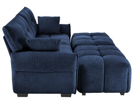Sofa Set With Ottoman And Pillows, Textured, High Resilience Cushions