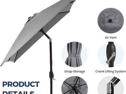 Rectangular Patio Umbrella With Crank Tilt, Polyester UV-Resistant Canopy