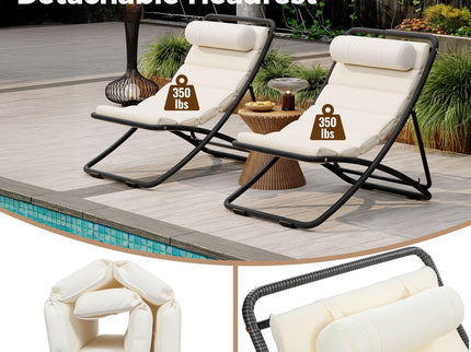 Outdoor Folding Chair With Adjustable Backrest (Set of 2)