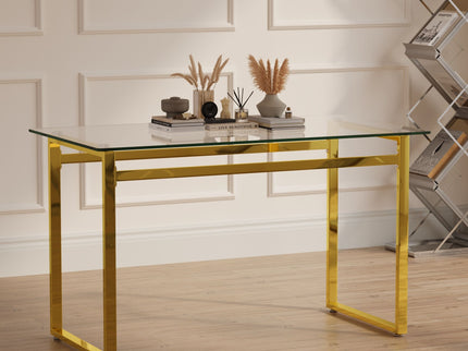 Modern Minimalist Rectangular Dining Table With Tempered Glass Top